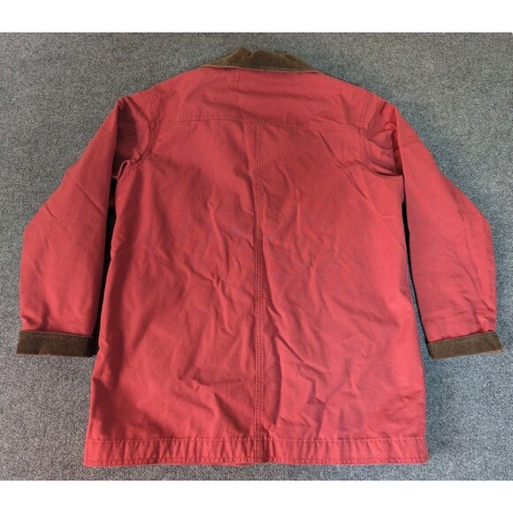 Vintage LL Bean Barn Jacket Womens Sz L Canvas Chore Coat w/ Corduroy Collar Red - Picture 5 of 8